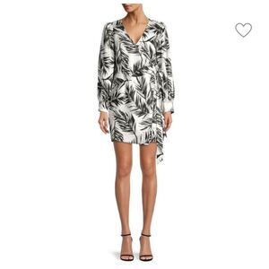 Toccin Tropical Print Black and White Leaf Print Dress Size 6